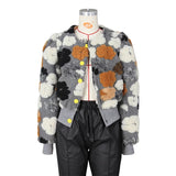 Plush 3D Flowers Jacket