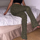 Knitted Striped Stacked Joggers